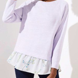 LOFT Floral Mixed Media Sweatshirt - L